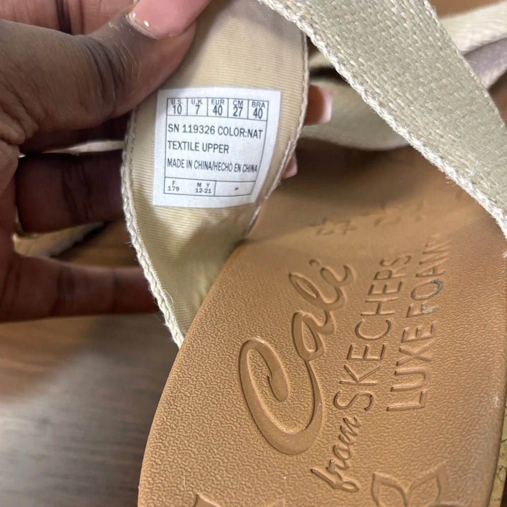Skechers Cali Women's Tan Sandals Cork‎ Wedge Sz 10 EUC
